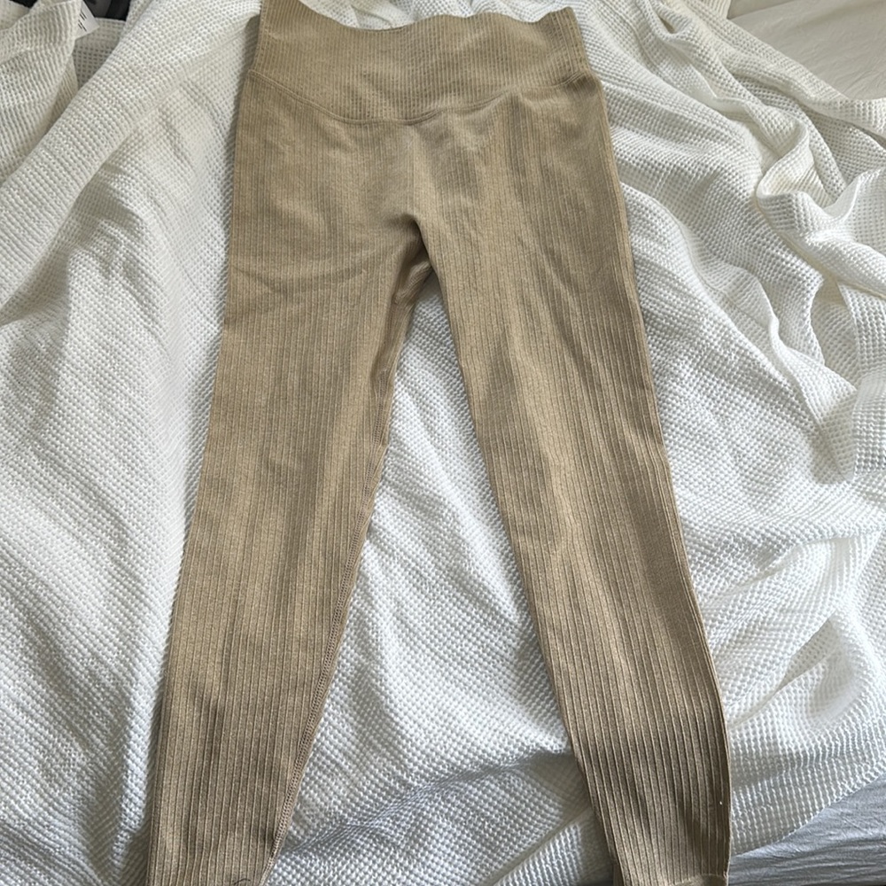 Tan Athletic Ribbed Leggings
